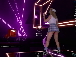 Beat Saber VR игра 🔥 с вибратором в киске. Baddest - KDA. Сложный уровень