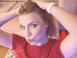 ГИГАНТСКИЙ камшот! Её лицо ПОЛНОСТЬЮ покрыто спермой