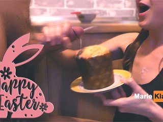Камшот на праздничный кекс, ручная дрочка и минет на кухне. Счастливой Пасхи!