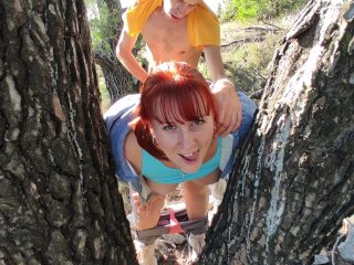 OUTDOOR SEX жесткий секс рыжая горячая кривая мачеха в парке