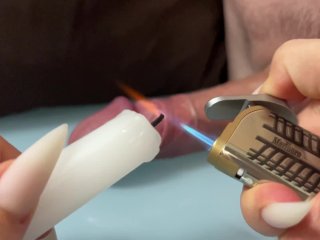 BDSM с восковыми свечами. Возбуждение члена в замедленном режиме. Искусство богини